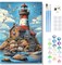 Lighthouse Paint by Number Kit for Adults Beginners Framed, Adult Paint by Number Kits On Canvas 8x12in
